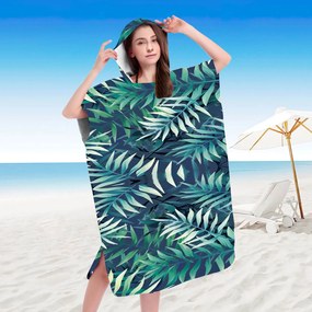 Strandkészlet BORNEO – Fürdőlepedő 100×180 cm és poncsó 80×145 cm, sötétkék