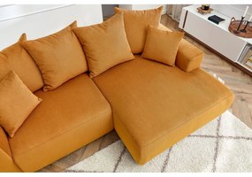 Okkersárga bársony sarokkanapé Enjoy – Bobochic Paris
