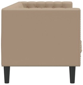 3 személyes kávészínű műbőr Chesterfield kanapé