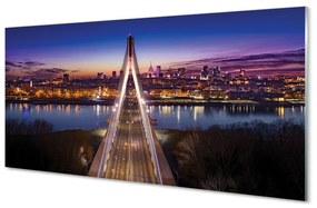 Akrilkép Varsó panoráma folyó híd 100x50 cm 2 fogas