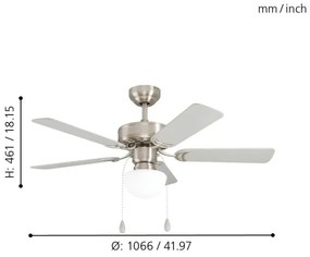 Eglo 35074 - Mennyezeti ventilátor CADIZ 1xE27/40W/230V