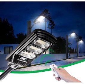 LED Napelemes utcai lámpa érzékelővel LED/180W/6V 6500K IP65 + távirányítás