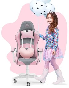 Rainbow gyerek gamer szék rózsaszín-szürke