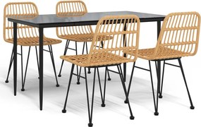 vidaXL 5 részes polyrattan kerti étkezőgarnitúra