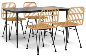 vidaXL 5 részes polyrattan kerti étkezőgarnitúra