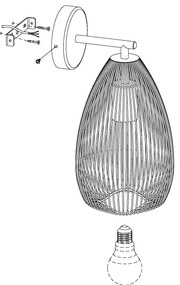 Eglo 49143 - Fali lámpa CLEVEDON 1xE27/60W/230V