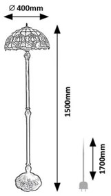 Brilagi - Tiffany vitrázs állólámpa LORAS 2xE27/60W/230V