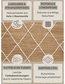 Natúr színű kézi szövésű juta futószőnyeg 80x200 cm Kunu – Hanse Home
