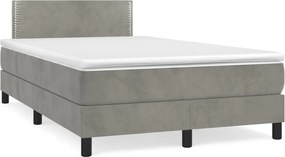 vidaXL világosszürke bársony rugós ágy matraccal 120 x 200 cm
