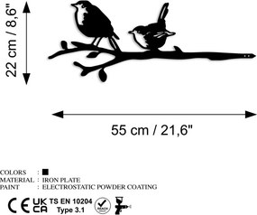 Bird fém kerti dísztárgy, fekete, 55×22 cm