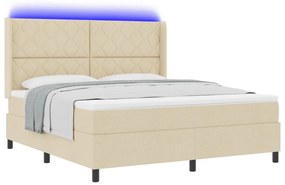 Boxspring Ágy Matrac és LED Krém 180x200 cm Szövet