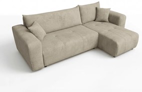 Bézs kinyitható sarokkanapé SORELA, kétoldalas + 2 párna ingyen