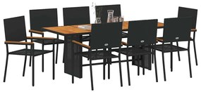 Kert étkező szett 9 pcs Fekete és Barna 190 x 80 x 75 cm