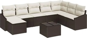 vidaXL Kanapé Szett párnával 9 pcs Barna polirattan