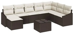 vidaXL Kanapé Szett párnával 9 pcs Barna polirattan