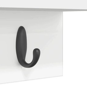 Fali Kabáthorog polcokkal Fehér 40 x 10.5 x 18 cm Faanyag