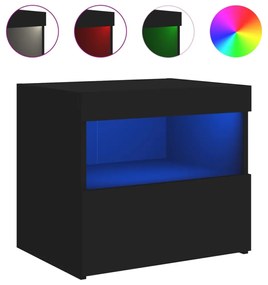 fekete éjjeliszekrény LED-világítással 50 x 40 x 45 cm