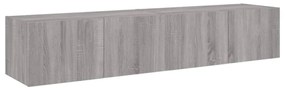 2 db szürke sonoma fali TV-szekrény LED-ekkel 80x35x31 cm