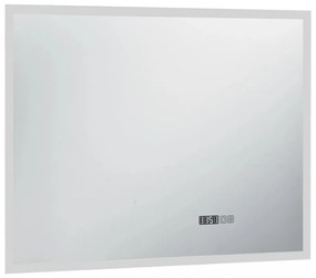 LED-es tükör érintésérzékelővel és időkijelzővel 80 x 60 cm