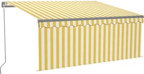 vidaXL sárga-fehér kihúzható LED-es napellenző redőnnyel 3,5 x 2,5 m