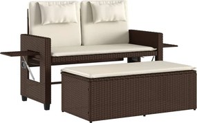 vidaXL barna polyrattan dönthető kerti pad párnával