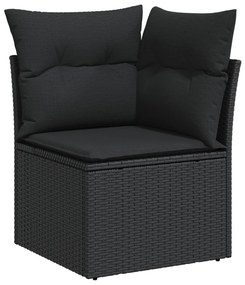4 Darabos Kert Kanapé Szett Párnákkal Fekete Poli Rattan