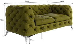 Zöld bársony kanapé 185 cm Chelsea – Ropez