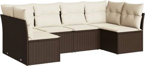 vidaXL 6 részes barna polyrattan kerti ülőgarnitúra párnával