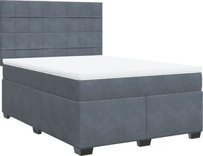 vidaXL sötétszürke bársony rugós ágy matraccal 140x190 cm
