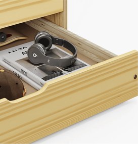 Ágy kihúzható pótággyal, természetes, tömörfa, 90x200, MARINELLA NEW