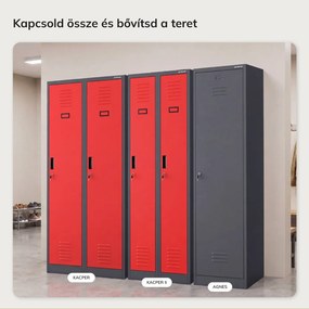 Kétrekeszes dolgozói szekrény, antracit-piros, 600x1800x500 mm: KACPER II