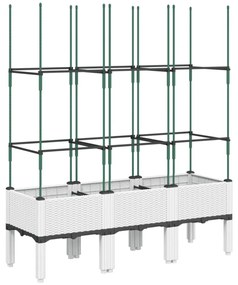 fehér polipropilén rácsos kerti ültetőláda 120 x 40 x 142,5 cm