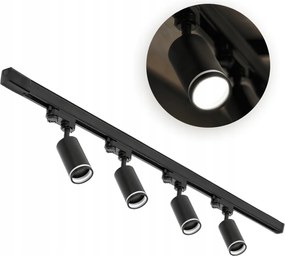 Sín szett 3 Fázisú 4x GU10 lámpa sín 1m szett Fekete