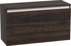 HOMCOM Fali Ágy Melletti Asztal Fogantyú Nélküli Fiókkal, Modern Fa Fali Asztal Hálószobába, 80x30x45 cm, Dió | Aosom