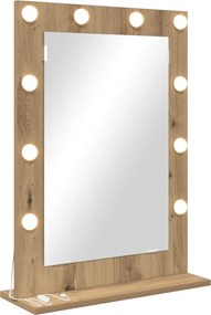 vidaXL Toalett Tükör Artisan tölgy 70 x 50 x 18 cm Üveg és mérnöki fa