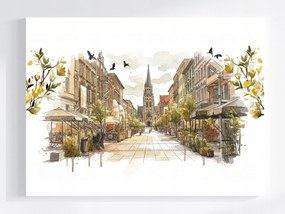 Vászonkép Canvas Katowice Belváros Mária Sétálóutca Templom 100x75
