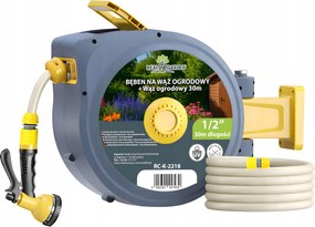 Automata Tekercselő Kerti Tömlődob Falra szerelhető Tekercselő 1/2" 30m 2218