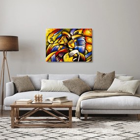 Kép - olajfestmény, szerelmesek (üvegen) (70x50 cm)