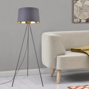 [lux.pro] Állólámpa Manchester 3-lábú lámpa padlólámpa E27 fém-textil szürke-arany 150 cm