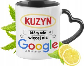 Unokatestvérnek Fekete Bögre Szív Alakú Füllel Ajándék Nyomtatott