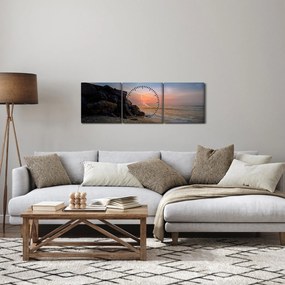 A tengerparton található naplemente képe (órával) (90x30 cm)