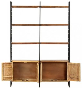4 szintes tömör újrahasznosított fa könyvespolc 124x30x180 cm