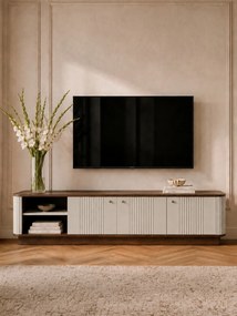 Vesper 4D TV-szekrény 187 cm talapzaton - kasmír / dió / fekete fogantyúk