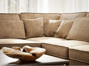 Világosbarna zsenília sarokkanapé (bal oldali-L alakú) Kirou – Maison de Rêve