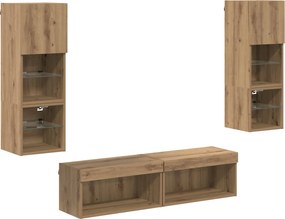 vidaXL TV faliszekrény LED -es lámpákkal 6 pcs Artisan tölgy Faanyag