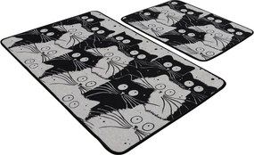 Fekete-szürke fürdőszobai kilépő szett 2 db-os 60x100 cm White Cats – Foutastic