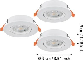 Eglo 902262 - 3 darabos BARRANCO beépíthető LED spotlámpa LED/4,8W/230V fehér