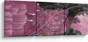 Kép - Rózsaszín-fekete absztrakció (órával) (90x30 cm)