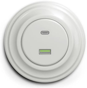 Kliklap - Retro USB aljzat A+C kerettel, fehér KA0007+KA0067