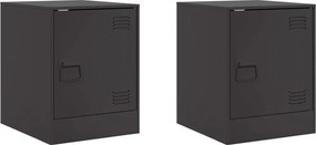 vidaXL 2 db fekete acél éjjeliszekrény 34,5 x 39 x 44 cm